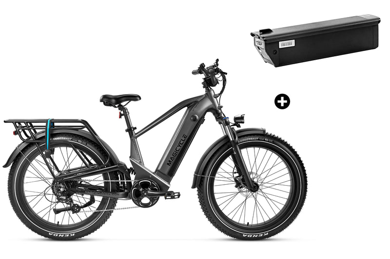 Magicycle Deer fat tire e-bike with additional 20Ah battery for extended adventures.