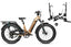 Gold Magicycle Deer step-thru ebike with fat tires and rear rack for outdoor activities.