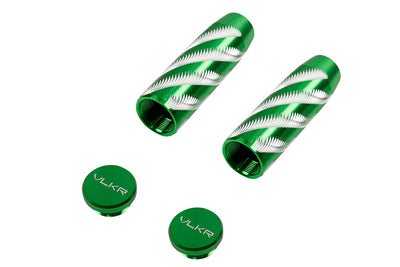 Green aluminum alloy non-slip passenger pegs for ebike, includes mounting caps