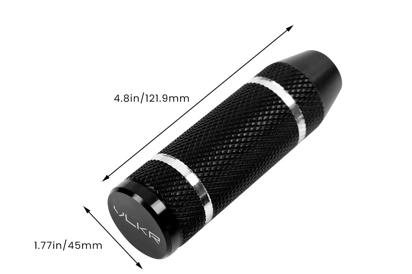 Black knurled aluminum foot peg for ebike, measuring 4.8 inches long