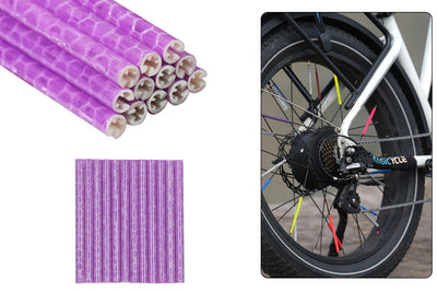 36 purple reflective spoke covers for bike safety and visibility