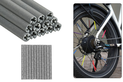 36 gray reflective spoke covers for enhanced bike safety during night rides.