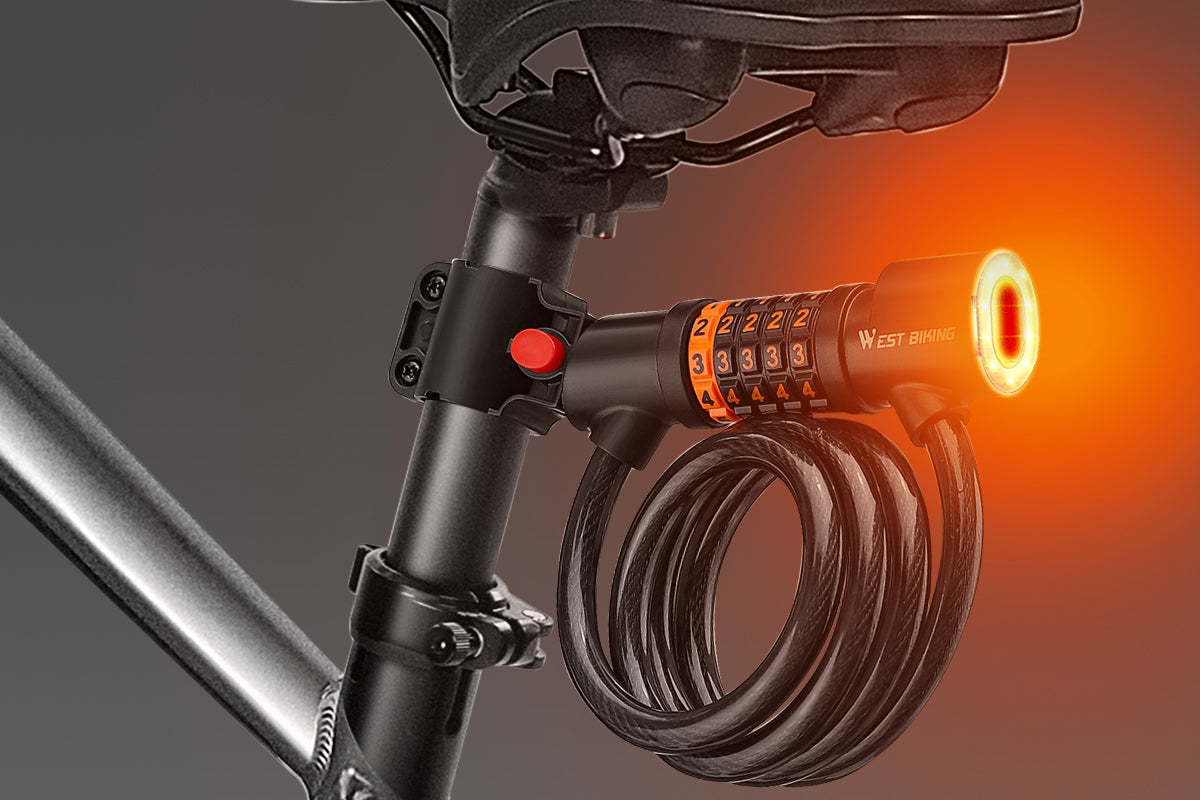 WestBiking Electric Bike Lock Cable with Tail Light