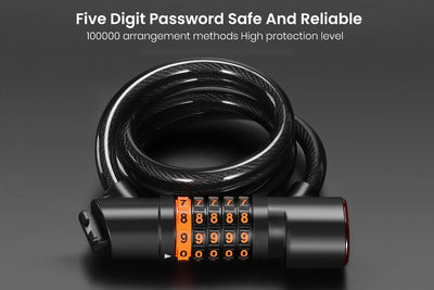 5-digit combination bike lock with high-security cable and durable design