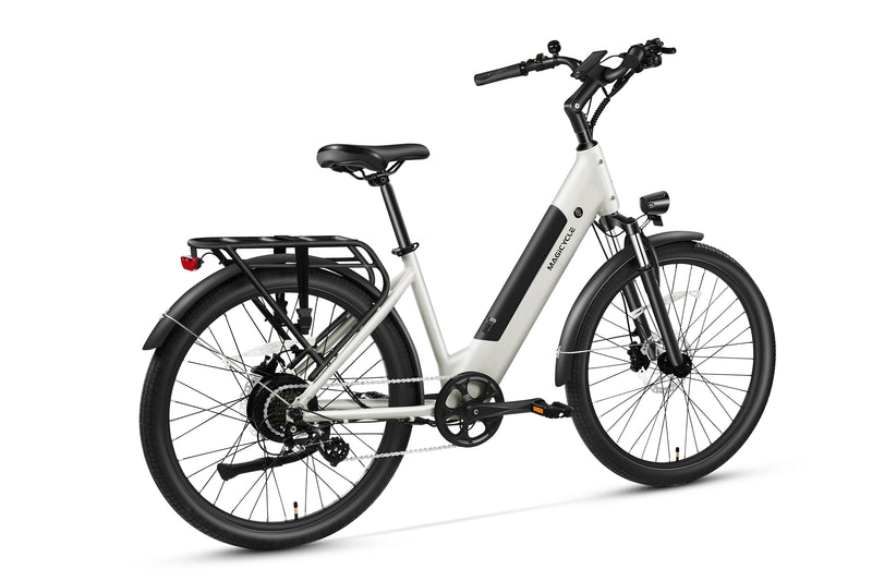 Magicycle CT-1 Commuter Ebike with modern design and rear rack for city commuting.