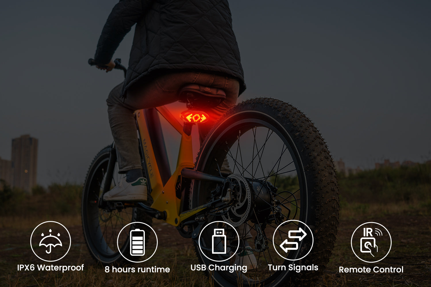 Ebike Tail Light with Turn Signals Wireless Remote Control Waterproof -  Magicycle Bike