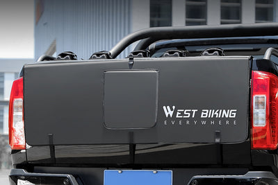 WestBiking tailgate ebike pad fitted on black pickup truck for easy bike transport.